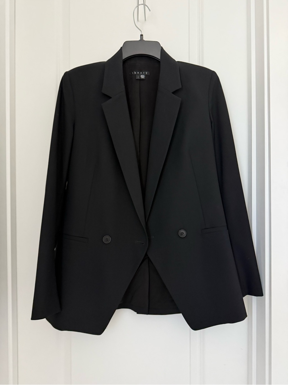 Theory Black Notch-Lapel Double-Button Blazer